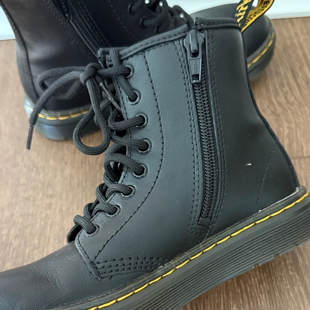 Dr. Martens Black Lace-Up Boots with Yellow Stitching - Size 13 - Picture 6 of 10